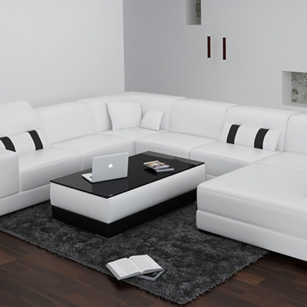 Vivan Interio New Modern Design Home, Elegant Black Leather Sofa Set